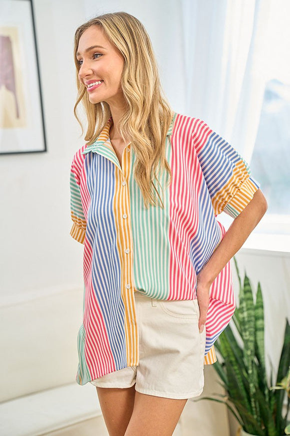 Multicolor Striped Relaxed Fit Shirt