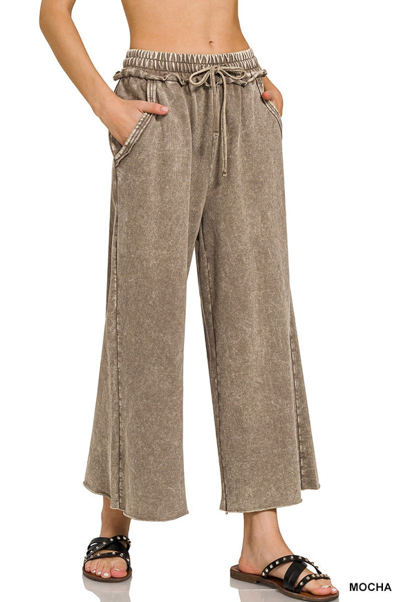 French Terry Palazzo Pants - camel