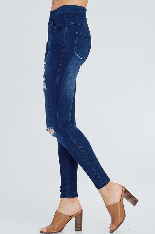 Ripped Denim Jeggings – Pg2 Boutique
