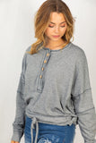 White Birch Button Front Top - Charcoal