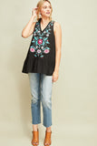Embroidered Heaven Top - black/patterned
