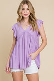 Lilac Ruffle Sleeve Top