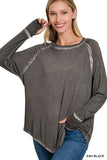 Washed Scoop Neck Long Sleeve