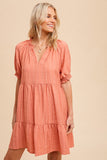 Textured Tiered Dress - ginger