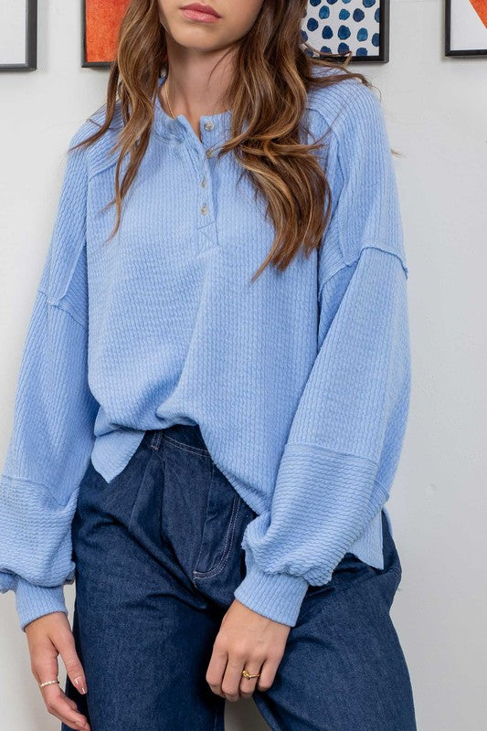 Relaxed Henley - blue