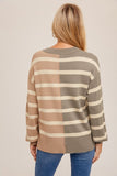 Color Block Striped Oversized Pullover