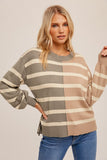 Color Block Striped Oversized Pullover