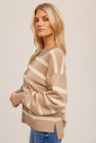 Color Block Striped Oversized Pullover