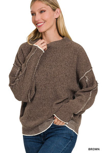 Raw Seam Chenille Sweater