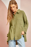 Textured Babydoll Top - olive