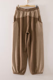 Very J Contrast Stripe Jogger Pants (mocha)