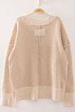 Very J Contrast Stitch Knit Pattern Sweater (cream)