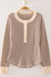Very J Striped Henley (oatmeal/chocolate)