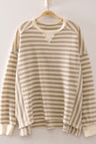 Very J Soft Waffle Striped Top (taupe/cream)