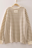 Very J Soft Waffle Striped Top (taupe/cream)