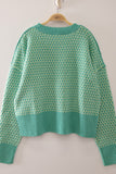 Very J Geometric Check Pattern Sweater (seafoam)