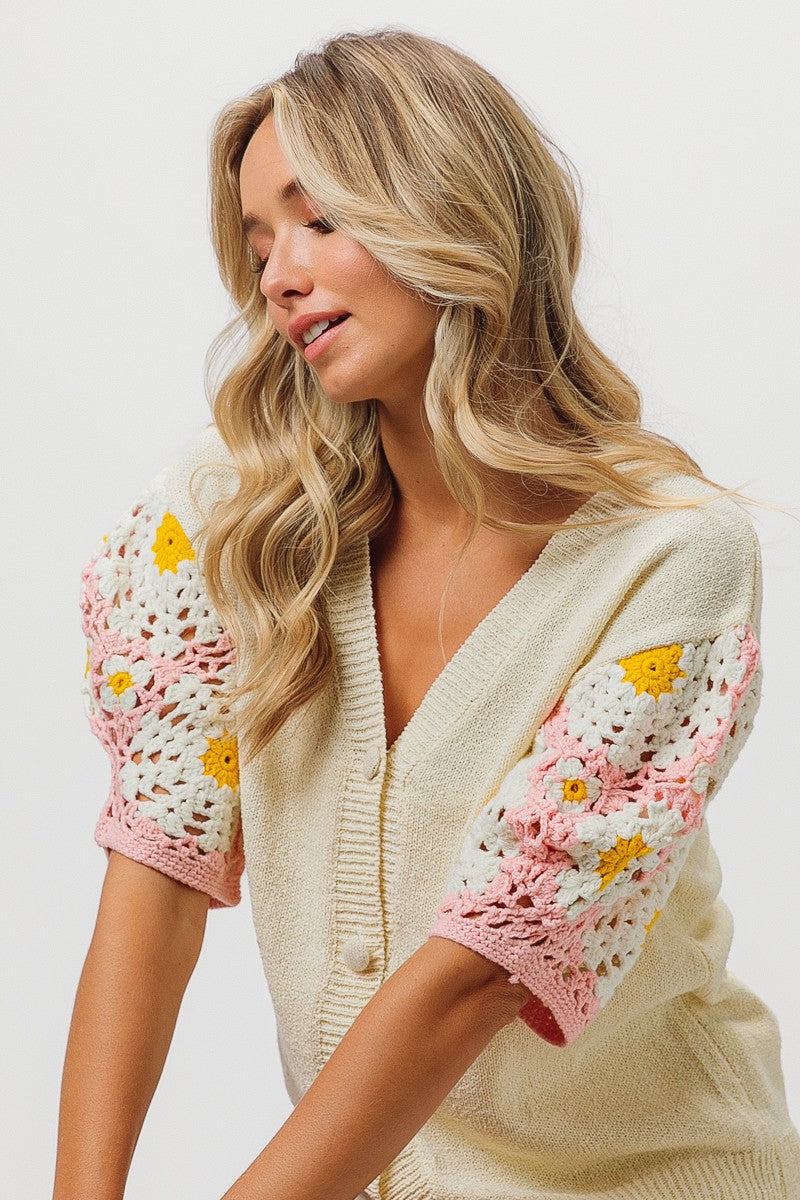 【2plan】Clover Crochet Short Sleeve Cardigan Crochet_Short_Sleeve_Cardigan.