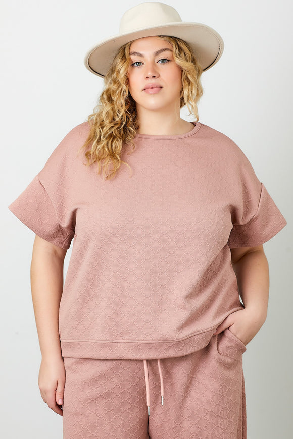 Textured Knit Top - dusty pink