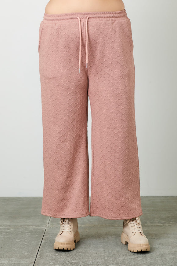Textured Knit Pants - dusty pink