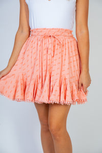 Lace Trim Skirt - coral