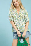 Umgee Smocked V-neck Paisley Top