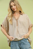 Umgee Striped Collared Oversized Top