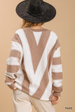 Chevron V-Neck Pullover Sweater