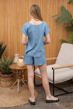 Button Back Chambray Top