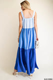 Colorblock Tiered Dress - blue