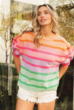 Multi-color Striped Puff Sleeve