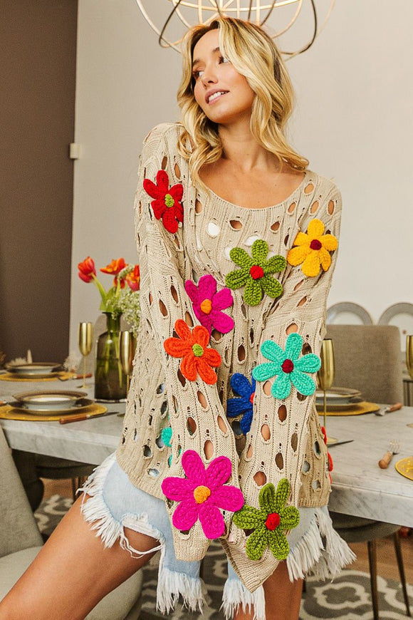 Floral Applique Sweater