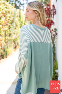 Hacci Striped Back Top - taupe