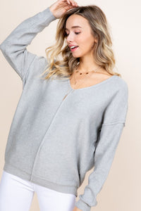 Raw Edged Pullover - heathered grey