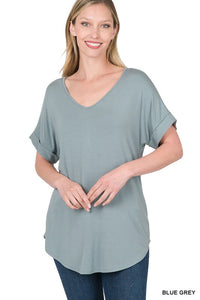 Luxe Rayon Shirt - blue grey, ivory