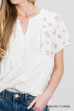 Floral Sleeve Top - white