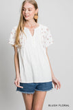 Floral Sleeve Top - white