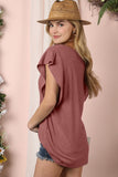 Butterfly Sleeve Top - mustard and mauve