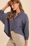 Button up Drop Sleeve Top - slate