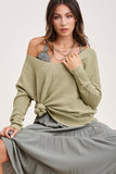 Relaxed Fit Lightweight Sweater - mustard and sage