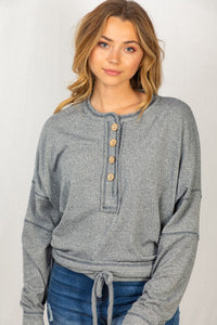 White Birch Button Front Top - Charcoal