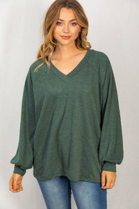 V-neck Relaxed Fit - olive