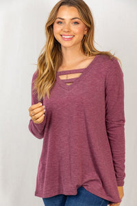 Strappy Front top - burgundy