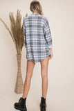 Plaid Button-up - grey, red, taupe