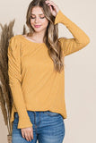 Puff Sleeve Top - camel and mustard