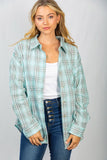 Lightweight Plaid Button-up - mint and salmon