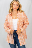 Lightweight Plaid Button-up - mint and salmon