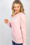 Puff Sleeve Knit - blue and pink
