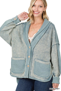 French Terry Jacket - blue grey, rust