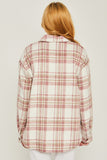 Woven Shacket - mauve, moss, navy