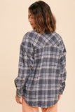 Plaid Shacket with Side Pockets - green, charcoal